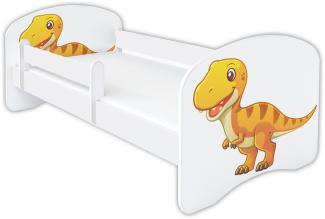 Clamaro 'Schlummerland Dinosaurier' Kinderbett 80x180 cm, Design 9, inkl. Lattenrost, Matratze und Rausfallschutz (ohne Schublade)