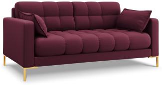 Micadoni 2-Sitzer Sofa Mamaia | Bezug Dark Red | Beinfarbe Gold Metal