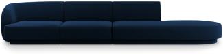 Micadoni 4-Sitzer Rechts Samtstoff Sofa Miley | Bezug Royal Blue | Beinfarbe Black Plastic