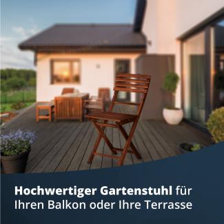 KHG Garten-Klappstuhl aus Akazien-Echtholz mit hoher Rückenlehne, Balkonstuhl, wetterfest, klappbar, platzsparend, Outdoor, Dunkelbraun, 120kg belastbar