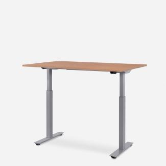 120 x 80 cm WRK21® SMART - Elmau Buche / Grau elektrisch höhenverstellbarer Schreibtisch