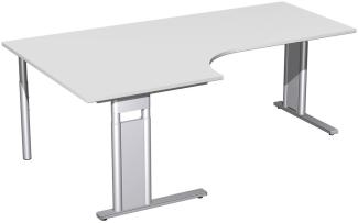 PC-Schreibtisch 'C Fuß Pro' links, höhenverstellbar, 200x120cm, Lichtgrau / Silber