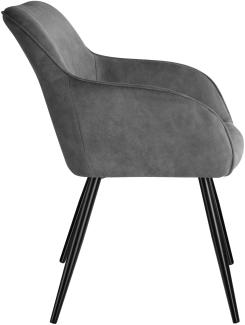 6er Set Stuhl Marilyn Stoff, schwarze Stuhlbeine - grau/schwarz