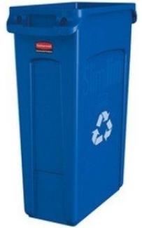 Rubbermaid Abfallbehälter Slim Jim mit Lüftungskanälen,blau zur Mülltrennung von Recycling-Abfällen, rechteckig, ohne Deckel, Fassungsvermögen: 87 Liter, versehen mit RecyclingLogo, strapazierfähiger Vollkunststoff, leichte Reinigung, Haltepunkte am Bo...