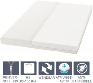 Juskys Polsterbett mit Schubladen und LED-Beleuchtung 'Lyon' Weiß 180 x 200 cm, mit Matratze