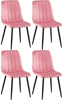 4er Set Stühle Dijon Samt (Farbe: pink)