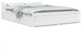 Bett mit Schubladen Weiß 135x190 cm 4FT6 Double