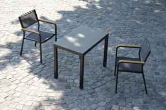 Outdoor Tisch Quadrat Keramik Grau / natur eloxiert 80x50