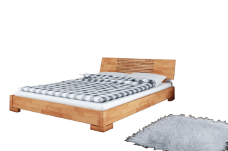 Bett Bento 11 Sonderlänge 80x210 Kernbuche massiv Holzkopfteil und Holzbeine