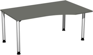 PC-Schreibtisch rechts, höhenverstellbar, 160x100cm, Graphit / Silber