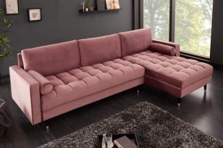 Ecksofa 260cm Ottomane beidseitig COMFORT alt-rosa Samt Federkern Design Elegant Lounge