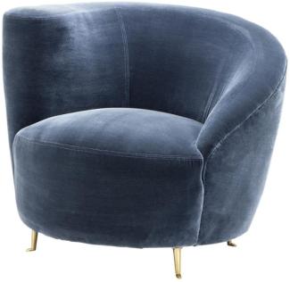 Casa Padrino Designer Sessel Blau 91 x 85 x H. 74 cm - Luxus Kollektion