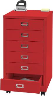 Rollcontainer HWC-L49, Schubladenschrank Stahlschrank Aktenschrank, Metall 75x40x41cm 6 Schubladen ~ rot