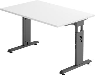 bümö® Schreibtisch O-Serie höhenverstellbar, Tischplatte 120 x 80 cm in weiß, Gestell in graphit