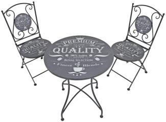 Bistro-Set, Royal 3-Tlg. aus Eisen und Stahl, in grau mit Motiv