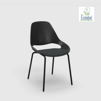 Stuhl ohne Armlehne FALK schwarz Tube aus Pulverbeschichtetem schwarzem Stahl Sitzpolster anthrazit