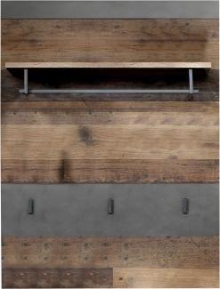 Garderobenpaneel Indy in Used Wood und Matera grau 80 cm