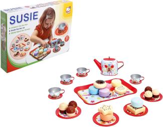 Bino 83399 - Kinder-Teeservice-Set Susie, Kinder-Geschirr-Set, 31-teilig