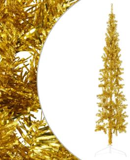 Künstlicher Halb-Weihnachtsbaum mit Ständer Schlank Gold 240 cm 344593