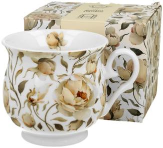 DUO FLORAL Retro Becher 500 ml ENGLISH ROSES WHITE New Bone China Porzellan