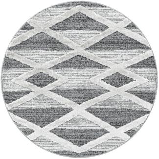 Hochflor Teppich Pepe rund - 120 cm Durchmesser - Grau