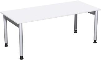 Schreibtisch '4 Fuß Pro' höhenverstellbar, 180x80cm, Weiß / Silber