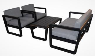 Luxus Premium Garten Lounge grau Esstisch Gartenmöbel SET Sitzgruppe NEU