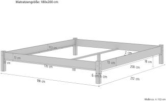 Doppelbett Ehebett 180x200 Massivholz-Bettgestell Buche natur ohne Zubehör 60.84-18 oR