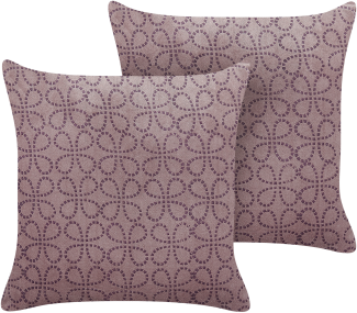 Dekokissen geometrisches Muster Samtstoff rosa 45 x 45 cm 2er Set LARKSPUR