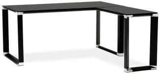 Eckschreibtisch Schwarz Glas & Metall | L-Form Bürotisch für professionelles Ambiente | Winkel-Computertisch 170x160 cm | Stylischer Schreibtisch, Chromdetails | Geräumige Arbeitsfläche