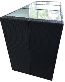 Bartisch Davos Polyrattan schwarz Tischplatte Glas