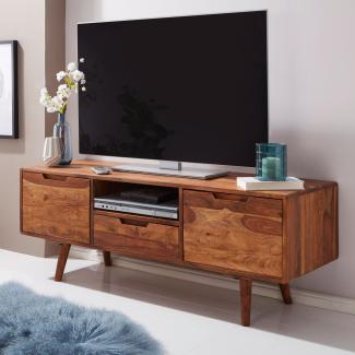 KADIMA DESIGN Massives Lowboard im Landhausstil aus Holz - moderne Fernsehkonsole mit Stauraum für DVDs und Spielkonsolen - Handgefertigter.