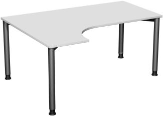 PC-Schreibtisch '4 Fuß Flex' links, höhenverstellbar, 160x120cm, Lichtgrau / Anthrazit