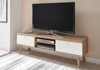 Merle Lowboard TV-Schrank Fernsehtisch 160cm eiche riviera weiß matt