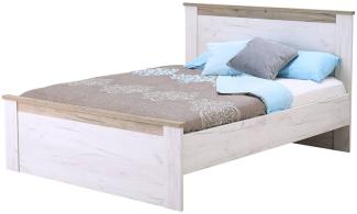 Homestyle4u Holzbett mit Lattenrost, Holz weiß / grau, 160 x 200 cm
