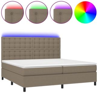 Boxspringbett mit Matratze & LED Stoff Taupe 200 x 200 cm, Härtegrad: H2 [3135225]