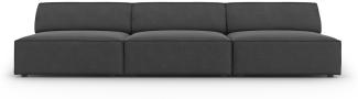 Micadoni 3-Sitzer Samtstoff Sofa Jodie | Bezug Grey | Beinfarbe Black Plastic