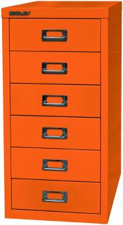 BISLEY MultiDrawer, 29er Serie, DIN A4, 6 Schubladen, Metall, 603 Orange, 38 x 27. 9 x 59 cm