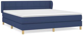 Doppelbett, Polsterbett mit Matratze Stoff Blau 160 x 200 cm