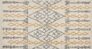 Teppich Baumwolle beige gelb 80 x 150 cm geometrisches Muster KADAPA