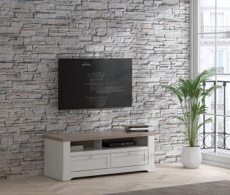 FORTE Iloppa TV-Unterschrank, Holzwerkstoff, Grau/Weiß, 145,2 x 54 x 55 cm