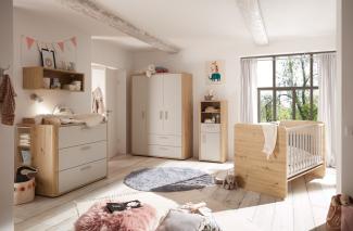 Babybett >Lilly< (BxHxT: 78x93x144 cm) in asteiche / kreidegrau matt lack