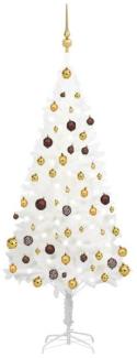vidaXL Künstlicher Weihnachtsbaum mit LEDs & Kugeln Weiß 150 cm, Mit Beleuchtung [3077547]