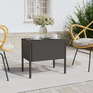 vidaXL Beistelltisch Schwarz 53x37x48 cm Poly Rattan und Hartglas