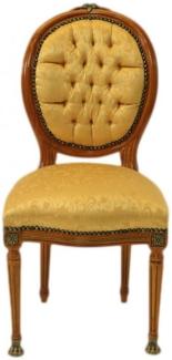 Casa Padrino Barock Luxus Esszimmer Medaillon Stuhl Gold Muster / Helles Mahagoni - Antik Stil - Möbel
