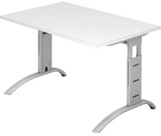 Schreibtisch FS12 C-Fuß 120x80cm Weiß Gestellfarbe: Silber