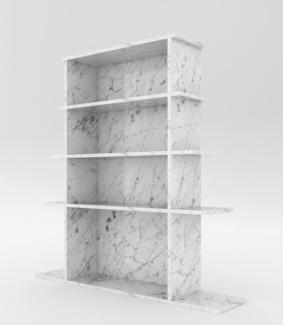 Casa Padrino Luxus Marmor Regalschrank Weiß 100 x 32 x H. 140 cm - Carrara Marmor Schrank mit 3 Regalen - Bücherschrank - Wohnzimmerschrank - Büroschrank - Luxus Marmor Möbel