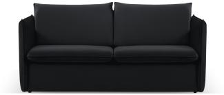 Micadoni 2-Sitzer Samtstoff Sofa mit Bettfunktion Agate | Bezug Black | Beinfarbe Black Plastic