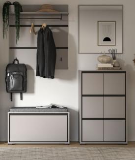 Garderobe Set 4-teilig Jaru in grau und schwarz 165 cm