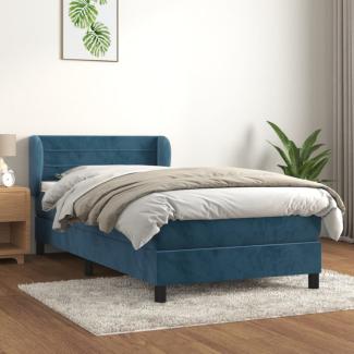 Boxspringbett mit Matratze Dunkelblau 90x190 cm Samt (Farbe: Blau)